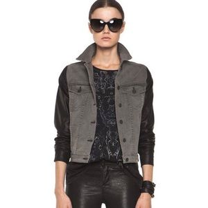 Rag & Bone Black Grey Jacket Leather Sleeves L NWT